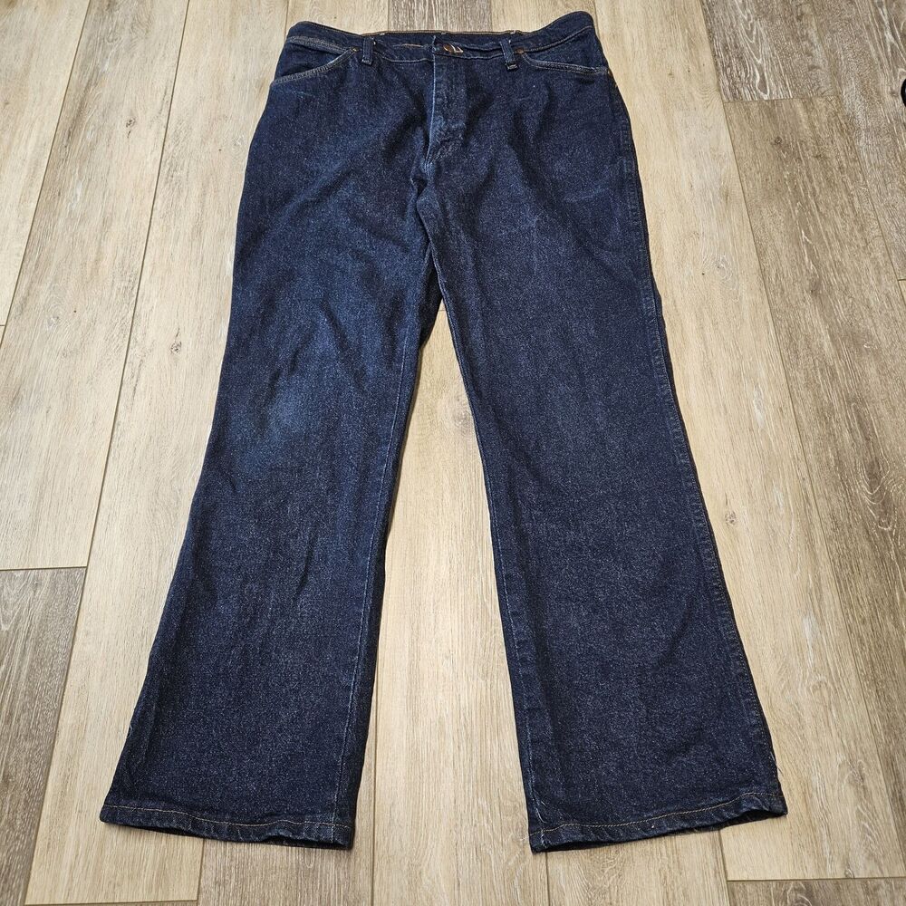 Wrangler Vintage Dark Wash Straight Leg Relax Fit Jeans Men's 36 X 30 Made USA